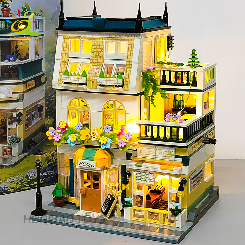 Lego Set Creator - HUIQIBAO 997PCS Mini Giardino Hotel Modello